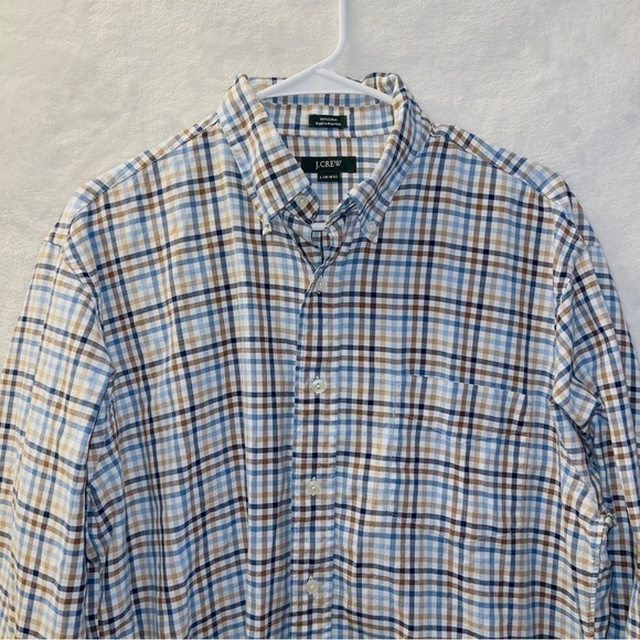 Men's J. Crew Multicolor Plaid Long Sleeve Cotton Button Up Shirt size large - Picture 4 of 6